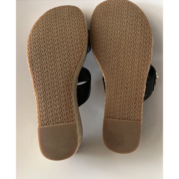 Michael Kors Sidney Espadrille Wedge Sandals Women’s US 7 Black -Worn 1x In Home - Picture 12 of 14